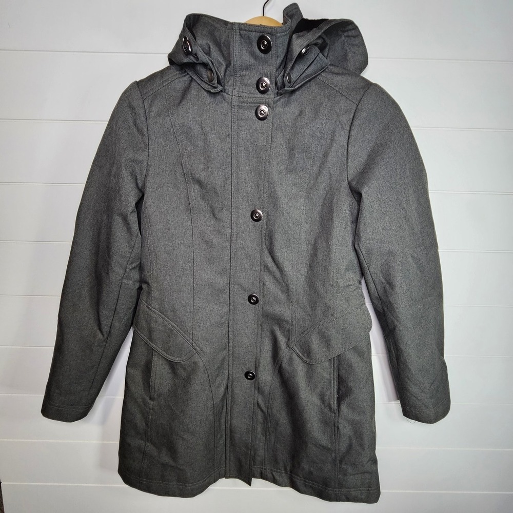 Kristen Blake Women's Coat Grey Small Polyester Lined Hooded Rain Jacket